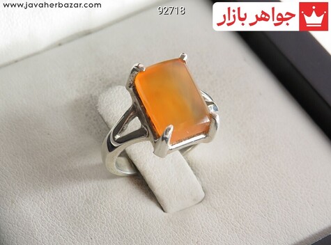 انگشتر نقره عقیق یمنی نارنجی زنانه دست ساز [شرف الشمس]